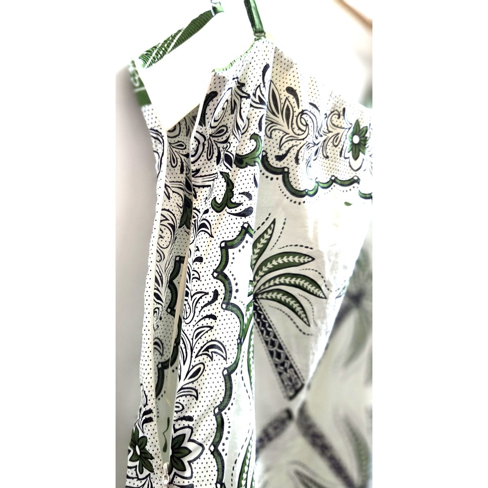 Reve de Soliel Dress S Vacay/Resort Palm Trees Strap Cotton Cream/Green Print - Picture 7 of 11